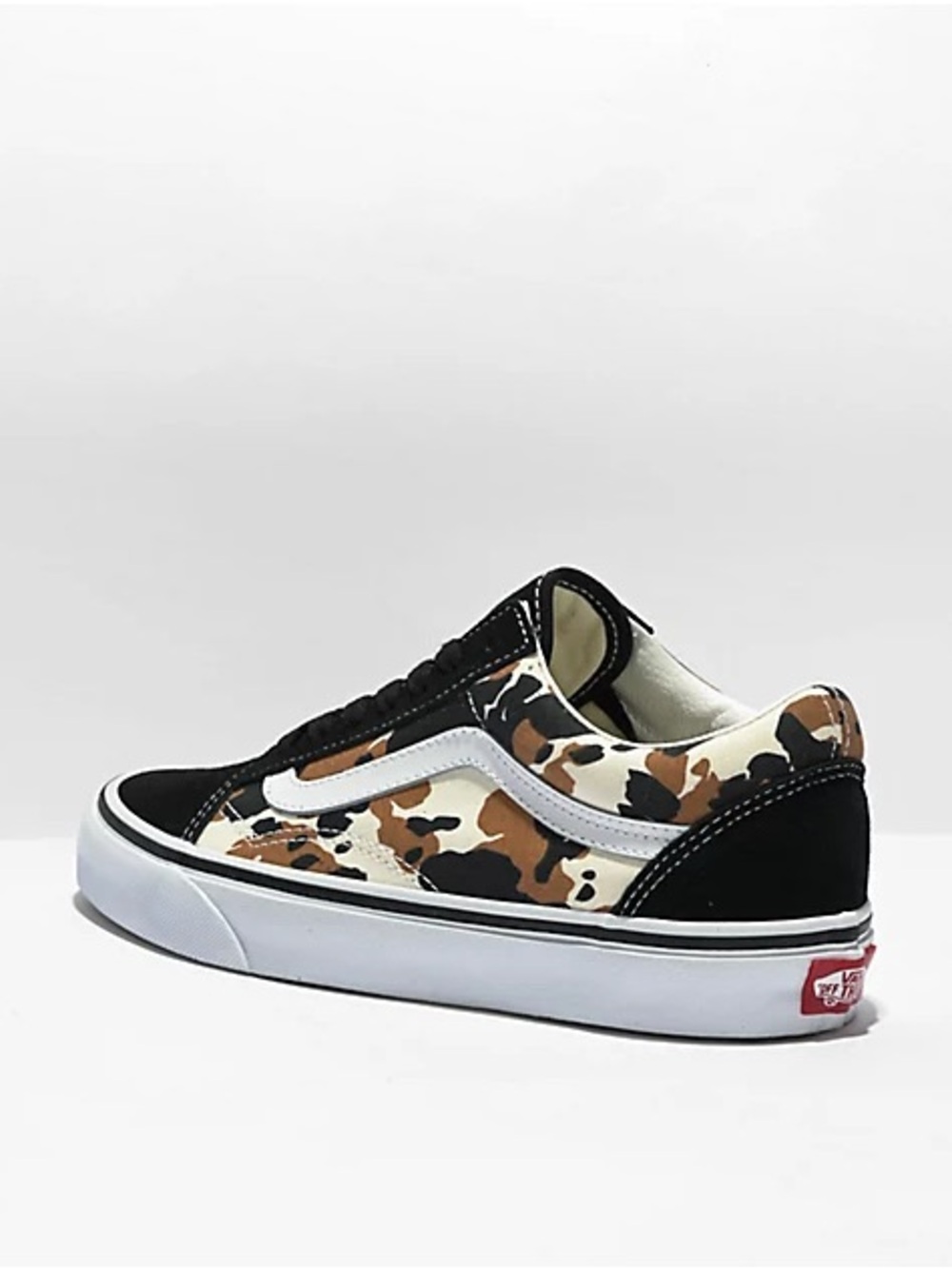 Vans Old Skool Low Top Sneakers in Black, White & Brown Camo
